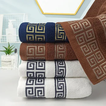100% Хлопок, высококачественные банные полотенца для лица, белые, синие, мягкие на ощупь, хорошо впитывающие гостиничное полотенце для душа, многоцветные, 75x35 см