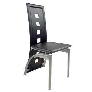4шт Креативный стул с длинной спинкой, Квадратные Офисные стулья для совещаний, обеденный стул из искусственной кожи, черный