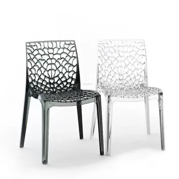 Акриловые Обеденные стулья со спинкой для дома Скандинавская Мебель для столовой Современный минималистичный Дизайнерский Пластиковый Прозрачный Обеденный стул