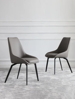 Минималистичный обеденный стул со спинкой, домашний кожаный стул, современный минималистичный дизайнерский обеденный стул для творчества и отдыха в маленькой квартире