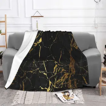 Одеяла с текстурой черного и золотого мрамора, бархат, весна-осень, супермягкое покрывало в скандинавском стиле для дивана, дорожные покрывала