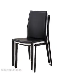 Простой и современный обеденный стул для маленькой квартиры, домашнего ресторана, Штабелируемый конференц-зал, Удобное кресло с кожаной спинкой