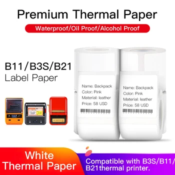 Рулон бумаги для термопечати Niimbot White Blank для принтера этикеток B21, цена штрих-кода, размер, название, бумага для этикеток, водонепроницаемая, маслостойкая