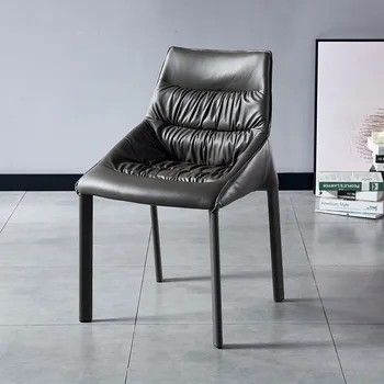 Скандинавский обеденный стул, Легкое роскошное современное минималистичное кожаное кресло-седло, гостиничная сеть, стул для макияжа знаменитостей, Домашний стул со спинкой.