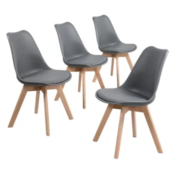 Современные обеденные стулья с мягкой обивкой Alden Design середины века, набор из 4 штук, серый